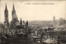 Caen - View and the Abbey with the Men - CPA