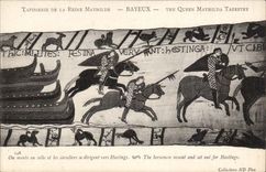 Bayeux - Tapestry of the Queen Mathilde One goes up in saddle and the riders move towards Hastings - CPA