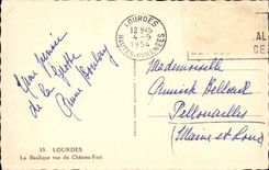 Lourdes - the Basilica seen of Castle Fort - CPA