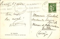Biarritz - Le Rocher de la Vierge par grosse mer - CPA