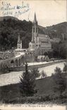 Lourdes - the Basilica and Gave - CPA