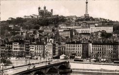 Lyon - Bridge of the Exchange and Slope of Fourviere - CPA