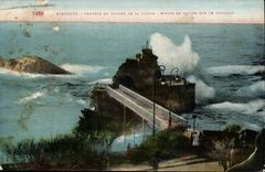 Biarritz - Tempete au Rocher de la Vierge CPA 