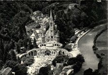Lourdes - the Basilica and Gave- CPA