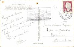 Lourdes - air Sight on the basilica and the Station - CPA