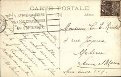 Visit the Fair Expos Strasbourg in September - hand stamp - Pretty house - CPA