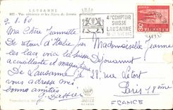 Lausanne - View and the Alps of Savoy - CPA