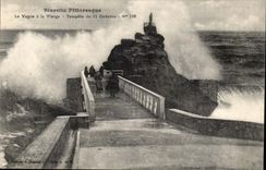 Biarritz CPA la vague a la vierge Tempete du 11 octobre 