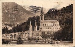 Lourdes CPA the basilica and mountains