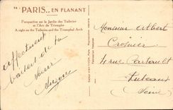 Paris CPA Perspective sur le jardin des Tuileries et l'arc de triomphe