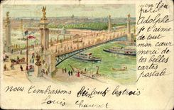 Paris CPA Bridge Alexandre III illustration