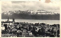 Suisse Lausanne CPA Vue generale et les Alpes