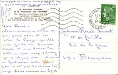 Lourdes MODERN CARD the basilica illuminee with the torches