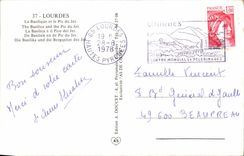 Lourdes MODERN CARD Basilica and the Peak of Jer