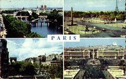 Paris CPM La Seine et les ponts La concorde et la Tour Eiffel Champs Elysees 