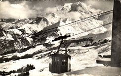 The Mount of Alpine laburnum MODERN CARD the teleferic of Saint Gervais and the Mount Blanc