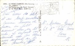 The Mount of Alpine laburnum MODERN CARD the teleferic of Saint Gervais and the Mount Blanc