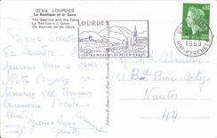 Lourdes MODERN CARD the basilica and Gave