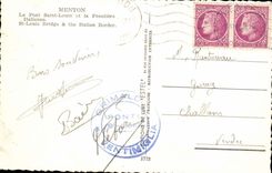 Menton CPA the Holy bridge Louis and the Italian border