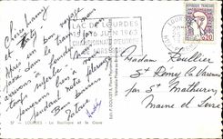 Lourdes MODERN CARD the basilica and Gave