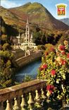 Lourdes MODERN CARD the basilica and Gave