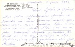 Lourdes MODERN CARD the basilica and Gave