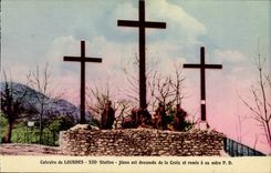 Martyrdom of Lourdes CPA 13th Jesus station is descended from the Cross and given his/her mother has