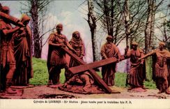 Martyrdom of Lourdes CPA 9th Jesus station falls for the third time