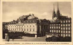 Clermont Ferrand CPA View of the place of Jaude of the theater and the cathedral
