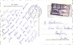 Paris CPA Rue de Rivoli et palais du Louvre