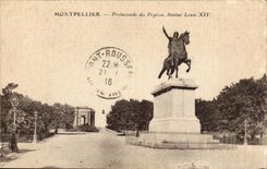 Montpellier CPA Promenade de Peyrou Statue Louis XIV