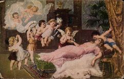 CPA Peinture Dreams of wedding (angels angel)