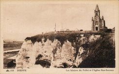Dieppe CPA Klippen von Pollet und von Kirche guten Hilfe