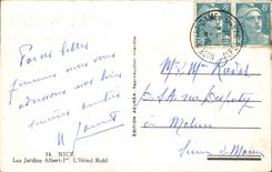 CPA Nice the gardens Albert the 1st Ruhl hotel