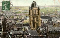 CPA Angers panorama taken of the cathedral