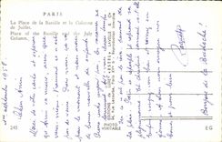 Paris CPA der Ort der Bastille und die Spalte von Juli