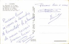 MODERN CARD Lourdes the basilica and Gave