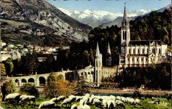Lourdes CPA the basilica and the peak of Jer