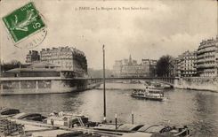 Paris - die Leichenhalle und die Brucke St Louis - CPA