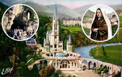 CPSM Lourdes Basilica Cave Bernadette