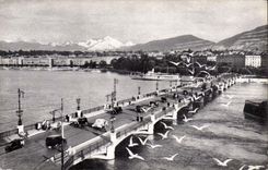 Switzerland MODERN CARD Geneva the bridge of the Mount Blanc and the Mount Blanc
