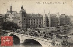 Paris CPA die Brucke mit dem cahnge und den Gerichten