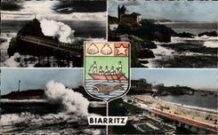 Biarritz CPA Rocher de la vierge Villa Belza Phare Grande plage Lighthouse
