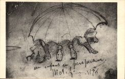 CPA Barbizon pochades des Ganne Gasthauses der Regenschirm der Familien