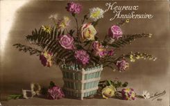 CPA Happy Fantasy birthday Flowers