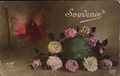 CPA Fantasy Souvenir Flowers Militaria soldier