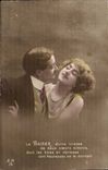 CPA FAntaisie Couple Le baiser divine vresse de deux coeurs aimants