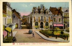 Nickelsilber CPA das Postgebaude und die Strasse Arclerc Descottes