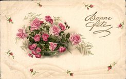 CPA Fantasy pink Wishes Good festival feurs