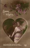 CPA Fantaisie Couple Comme la violette Coeur